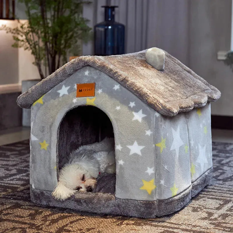 Foldable Dog House Pet Cat Bed Winter Dog Villa Sleep Kennel Removable Nest Warm Enclosed Cave Sofa Pets Supplies - Bellarte Enchanté Foldable Dog House Pet Cat Bed Winter Dog Villa Sleep Kennel Removable Nest Warm Enclosed Cave Sofa Pets Supplies